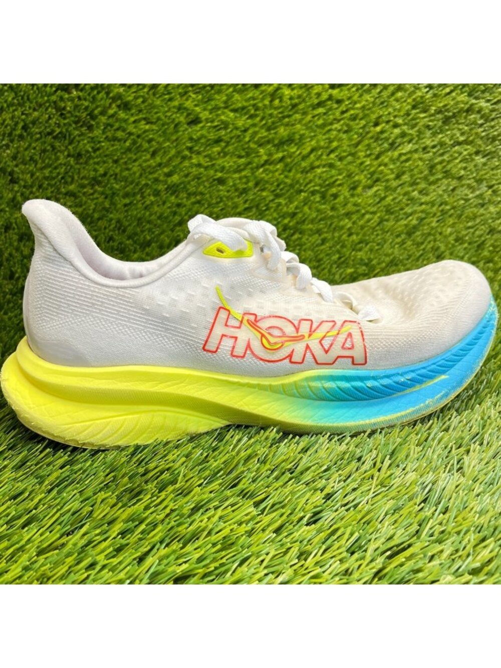 Hoka One One Mach 6 IRONMAN Mens Size 9 White Red Yellow Running Shoes Sneakers